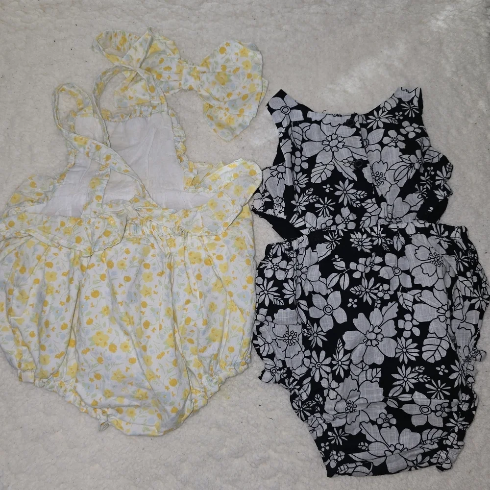 Joie Floral Yellow and Black Kids Bodysuits